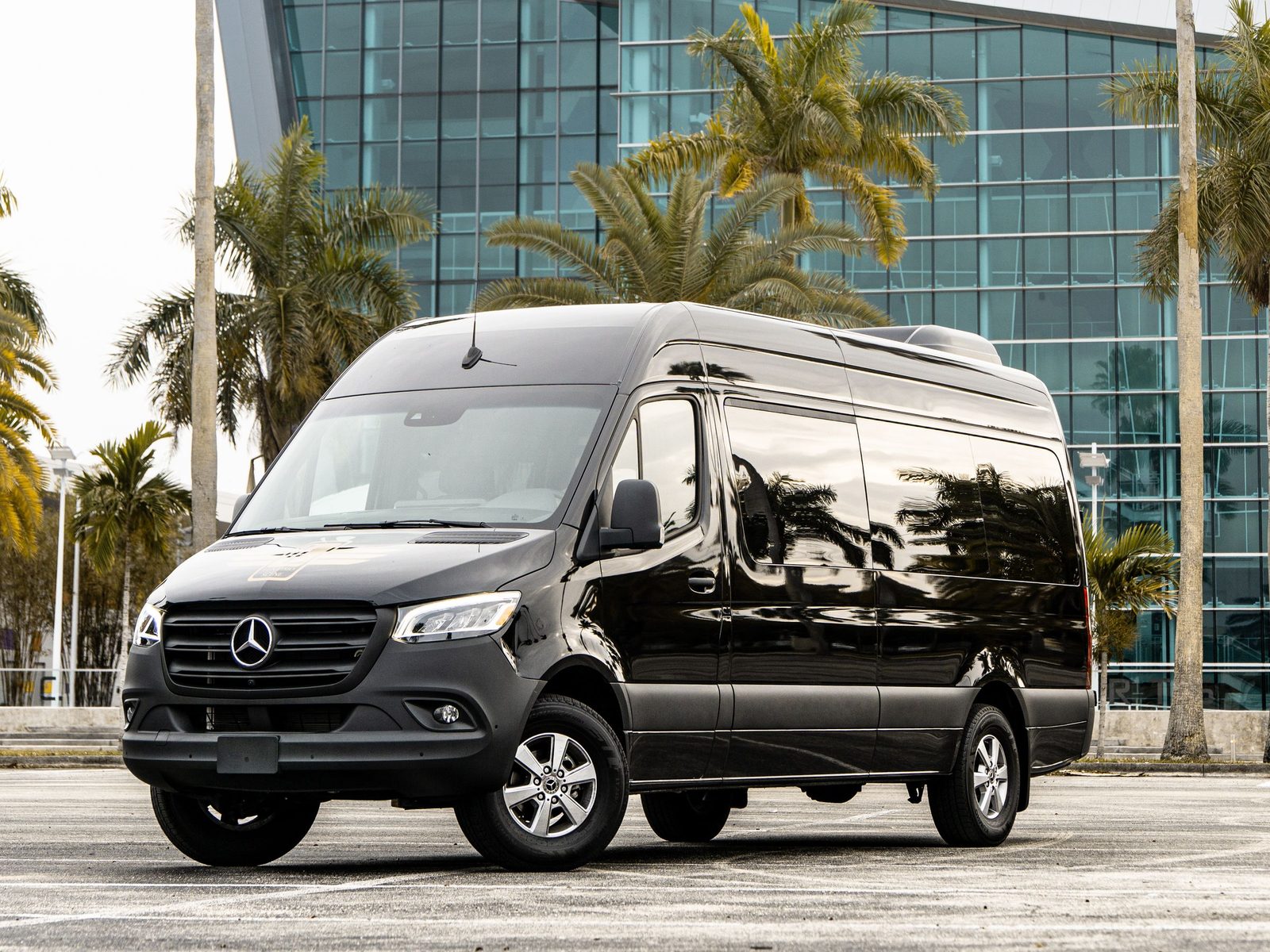 Black Mercedes Sprinter executive van